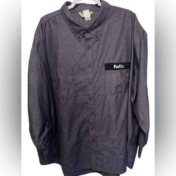 FedEx Stan Herman Button Down Shirt Uniform Work Shirt Size 19 1/2  35 - Picture 1 of 4